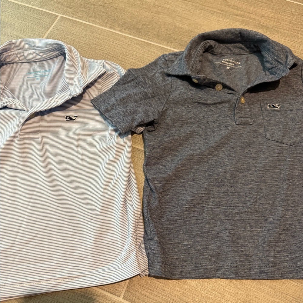 Vineyard Vines Striped and Solid Polo Duo - Blue and White